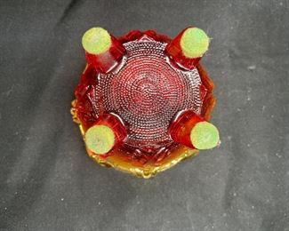 2 VTG Jeanette & Blenko Candy Dish & Bottle