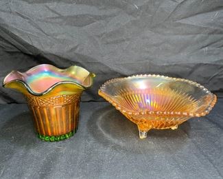 2 VTG Jeanette & Northwood Dish & Hat Vase