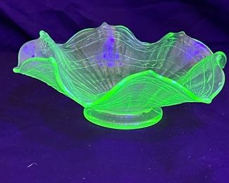 VTG Green Uranium Glass Candy Dish