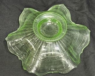 VTG Green Uranium Glass Candy Dish