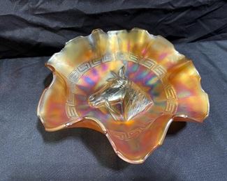 Margold Carnival Glass Horse Bowl & Compote