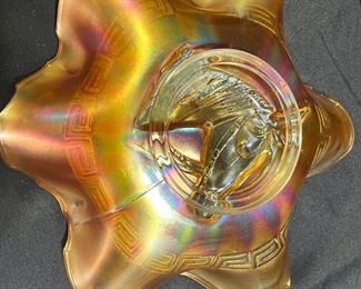 Margold Carnival Glass Horse Bowl & Compote