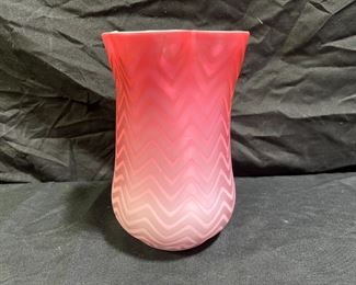 Antique MOP Herringbone Zig Zag Satin Vase