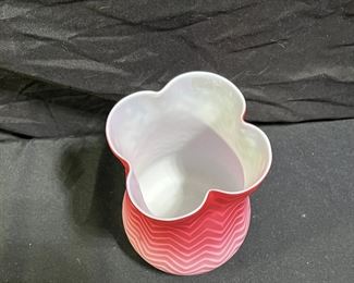 Antique MOP Herringbone Zig Zag Satin Vase