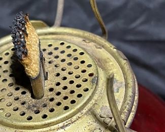 Vintage Ruby Red GLass Oil Lamp 8" Tall