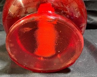 Vintage Ruby Red GLass Oil Lamp 8" Tall