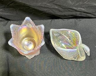 2 Vintage Fenton Iridescent Candle Holders