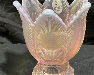 2 Vintage Fenton Iridescent Candle Holders