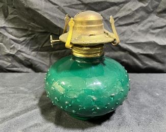 Vintage Green Lamplight Darms Oil Lamp