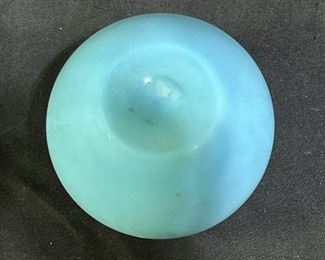 Fenton Blue Satin Rose Bowl