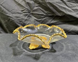 Clear & Green EAPG Colorado Lacy Medallion Dishes