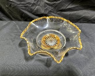 Clear & Green EAPG Colorado Lacy Medallion Dishes