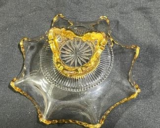 Clear & Green EAPG Colorado Lacy Medallion Dishes