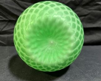 Antique Green MOP Satin Quilted Vase