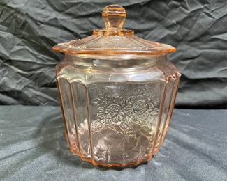 Pink Mayfair Open Rose Biscuit Jar - Depression
