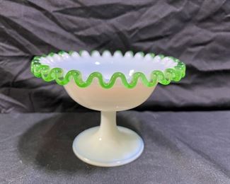 Vintage Fenton Emerald Crest Pedestal Compote