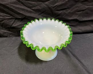 Vintage Fenton Emerald Crest Pedestal Compote