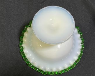 Vintage Fenton Emerald Crest Pedestal Compote