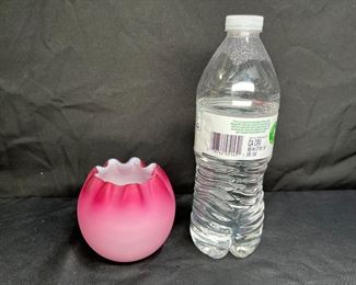 Small Fenton Pink Satin Rose Bowl