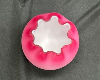 Small Fenton Pink Satin Rose Bowl