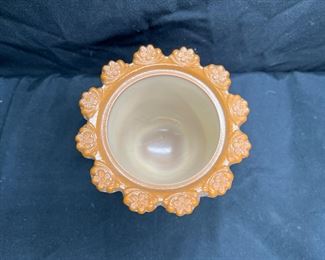 Vintage Greentown Caramel Slag Glass Sugar Bowl