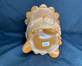 Vintage Greentown Caramel Slag Glass Sugar Bowl