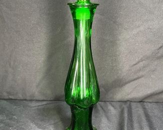Hocking Emerald Green Beehive Vase & Avon Bottle