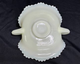 Fenton Custard Prayer Rug 2 Handled Dish