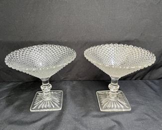 2 Vtg Anchor Hocking Miss America Footed Compote