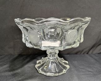 Vintage Fostoria Coin Glass Pedestal Bowl & Candle