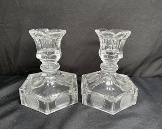 Vintage Fostoria Coin Glass Pedestal Bowl & Candle