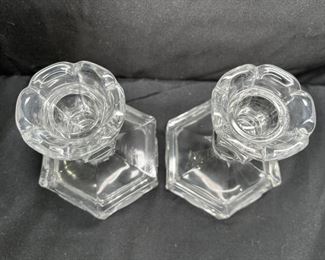 Vintage Fostoria Coin Glass Pedestal Bowl & Candle