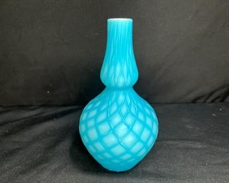 Antique Webb Blue Diamond Satin Bud Vase
