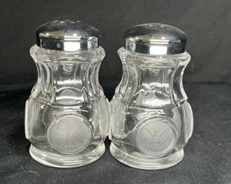 Fostoria Coin Glass Nappy, Vase, Salt & Pepper