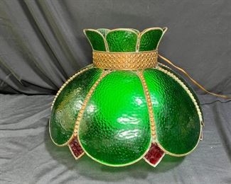 Green & Red Stained Glass Chanderlier