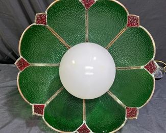 Green & Red Stained Glass Chanderlier