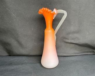 Antique Mt Washington Satin Peach Ruffled Bud Vase