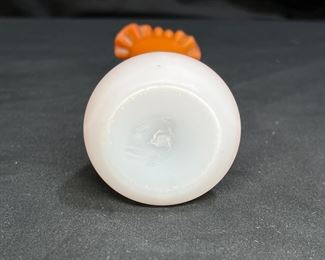 Antique Mt Washington Satin Peach Ruffled Bud Vase