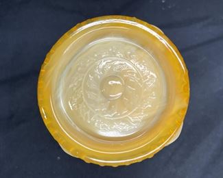 Vtg Joe St. Clair Amber Slag Beaded Holly Tumbler