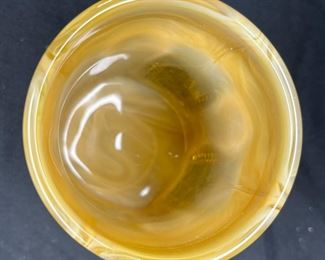 Vtg Joe St. Clair Amber Slag Beaded Holly Tumbler