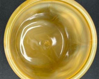 Vtg Joe St. Clair Amber Slag Beaded Holly Tumbler