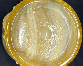 Vtg Joe St. Clair Amber Slag Beaded Holly Tumbler