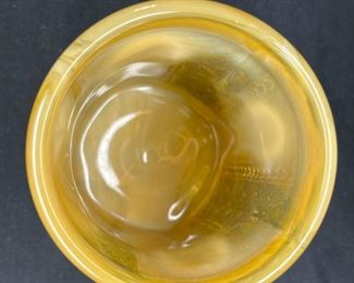 Vtg Joe St. Clair Amber Slag Beaded Holly Tumbler