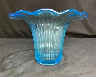 1930's Blue Hocking Sweet Pea Open Rose Vase