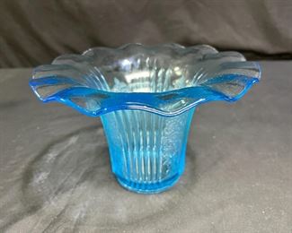 1930's Blue Hocking Sweet Pea Open Rose Vase