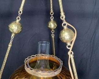 Bradley Hubbard Brass Converted Oil Chandelier