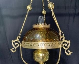 Bradley Hubbard Brass Converted Oil Chandelier
