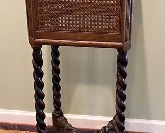 Vintage Antique Walnut & Cane Jardiniere Planter (missing metal insert)