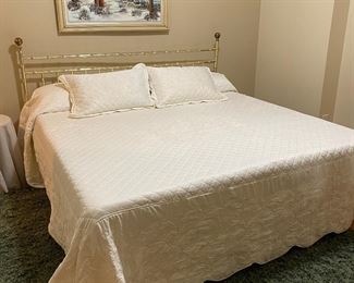Brass King Size Bed w/ Like New Tempur-Pedic Mattress & Box Spring • Must Take All • Will Not Part Out