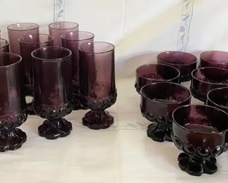 Tiffin Madeira Franciscan Amethyst / Plum / Purple 6.5” Tea Glasses & 3.5” Sherbert